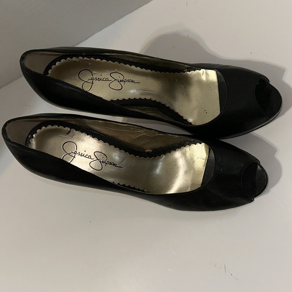 Jessica Simpson Black Pumps Platform Open Toe Shoes Size 9 - Picture 4 of 14